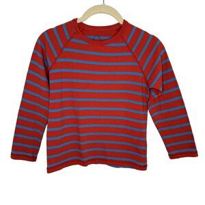 Mini Boden Orange & Blue Striped Long Sleeve Shirt, 7-8Y